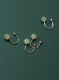Jade Bead Open Hoop Earrings