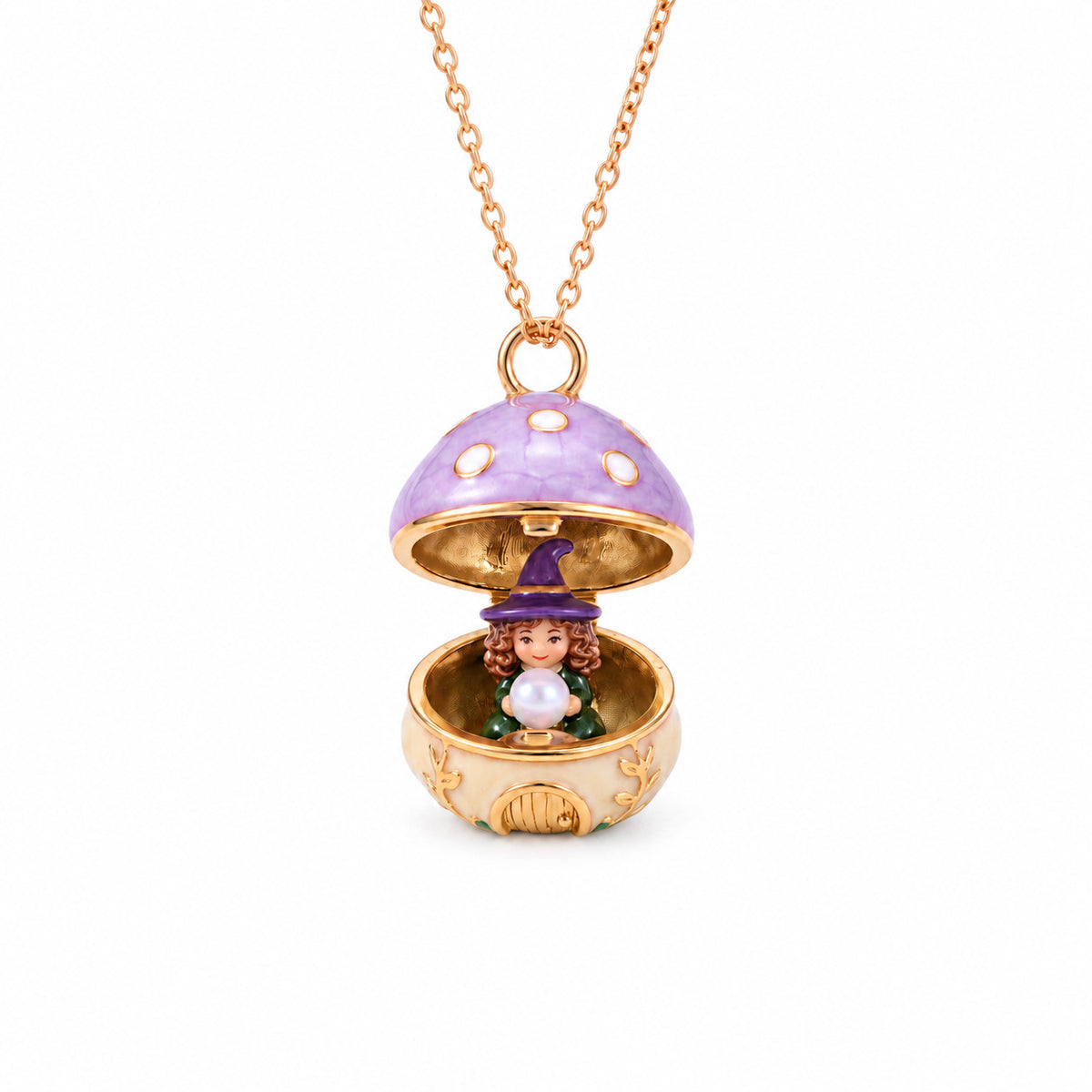 mushroom house locket necklace