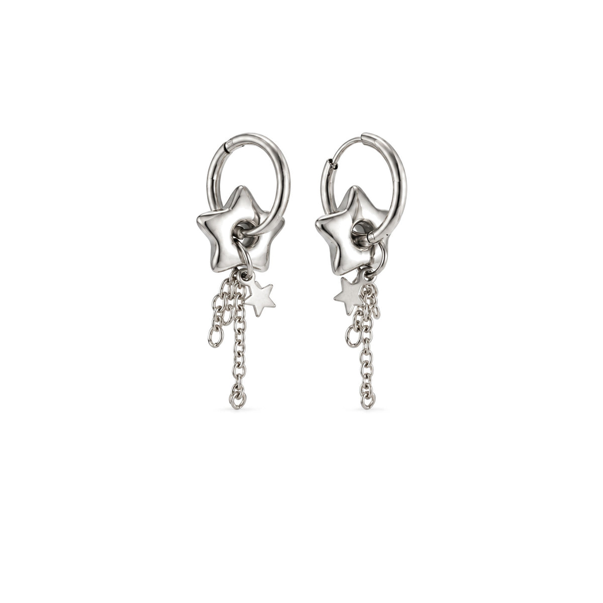 Chunky Star Hoop Earrings on a white studio background