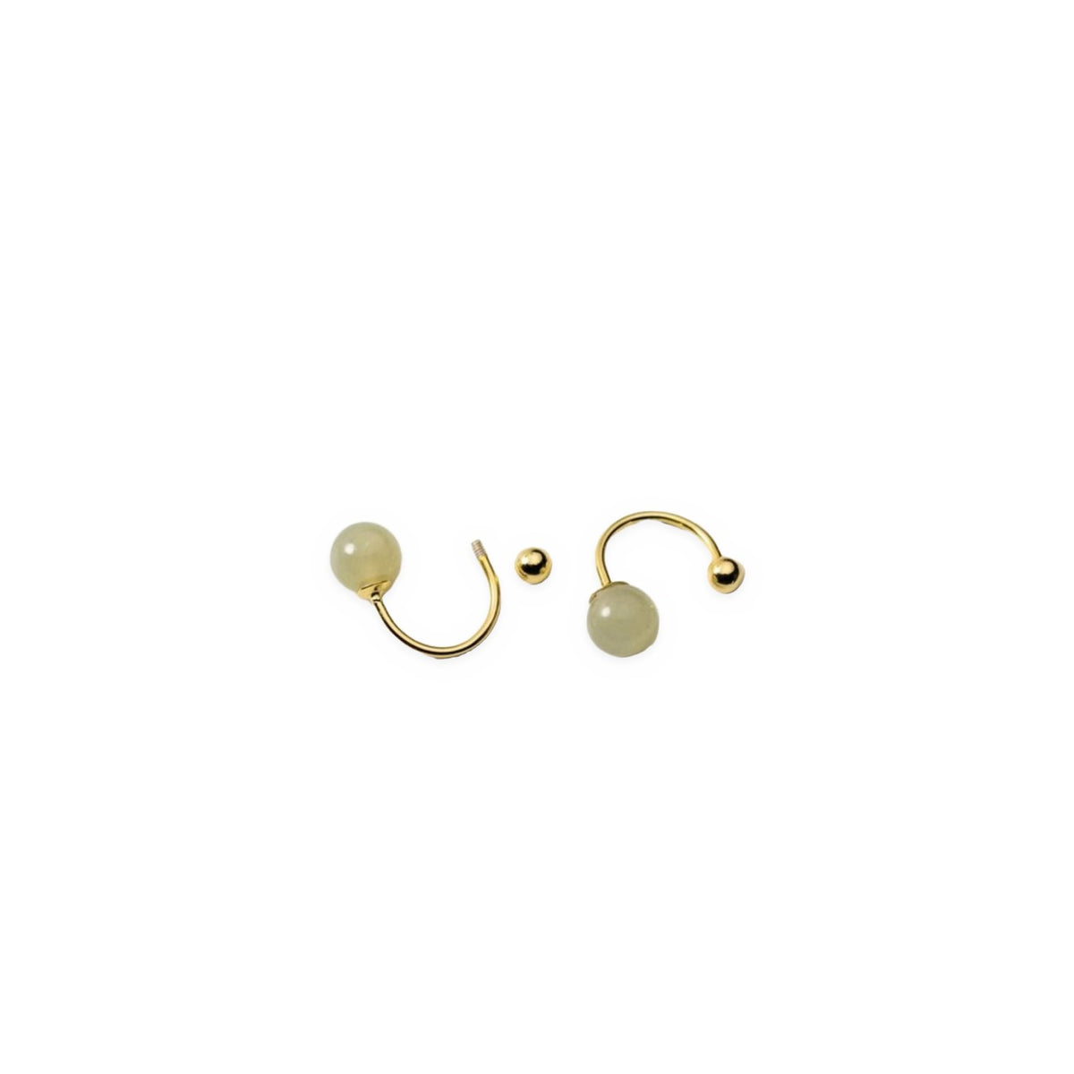 Jade Bead Open Hoop Earrings