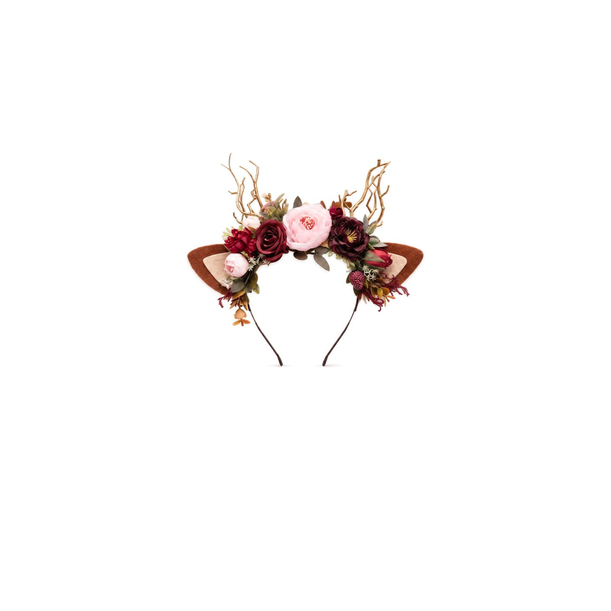 Boho Rose Christmas Reindeer Headband