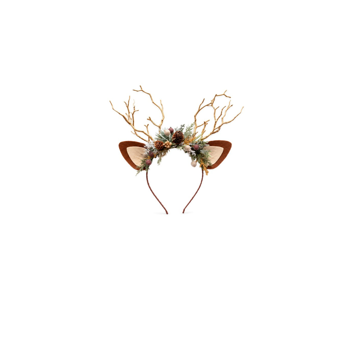 Pine Cone Christmas Reindeer Headband