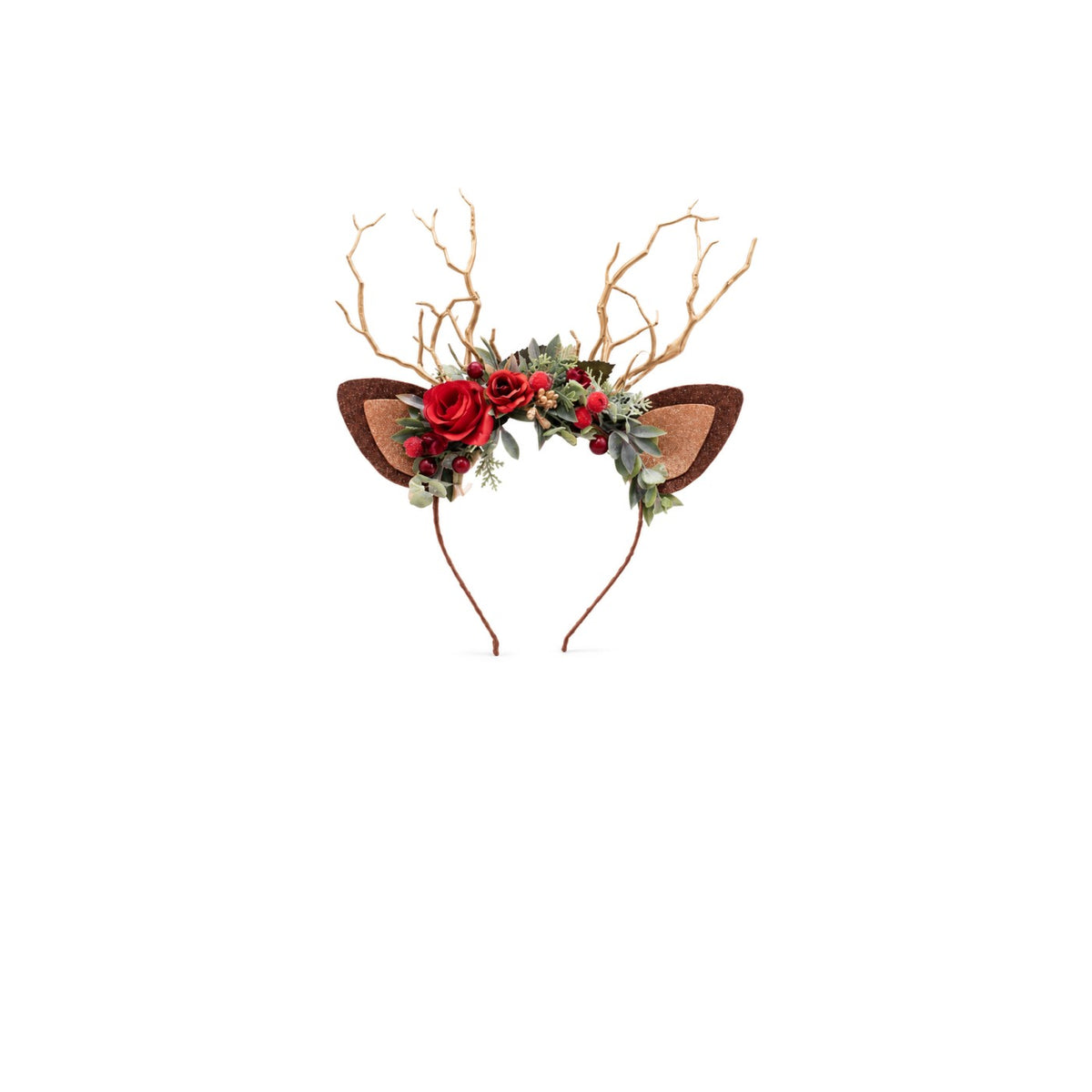 Rose Berry Christmas Reindeer Headband