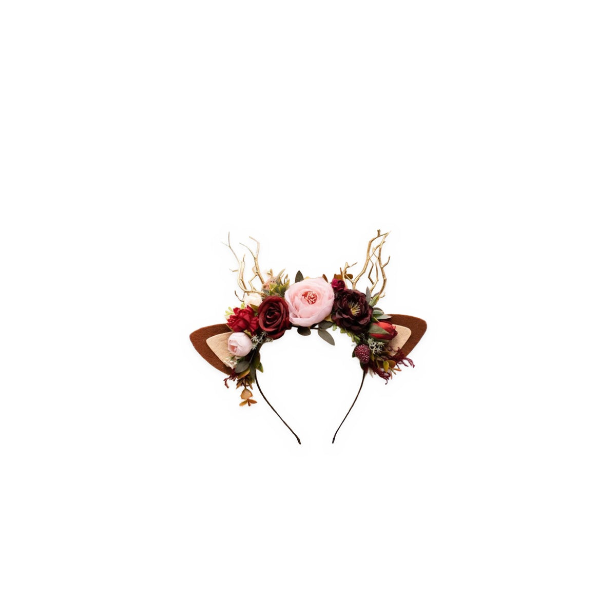 Boho Rose Christmas Reindeer Headband