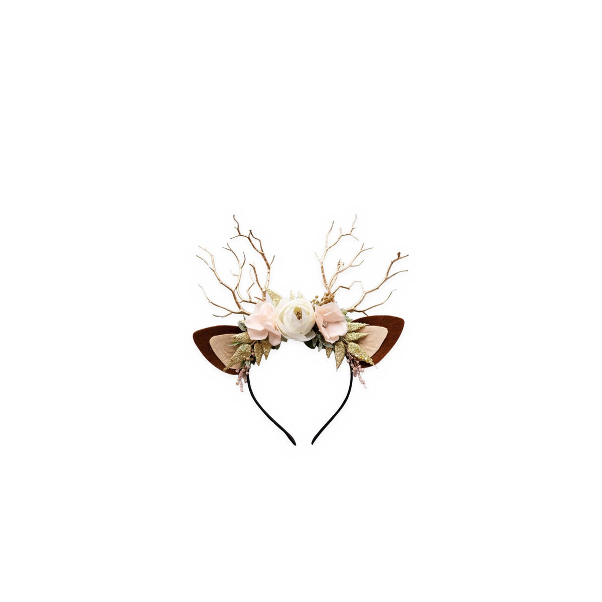 Pale Rose Christmas Reindeer Headband
