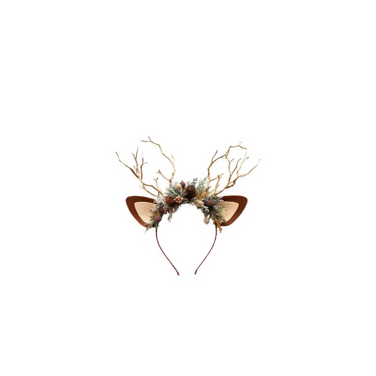 Pine Cone Christmas Reindeer Headband