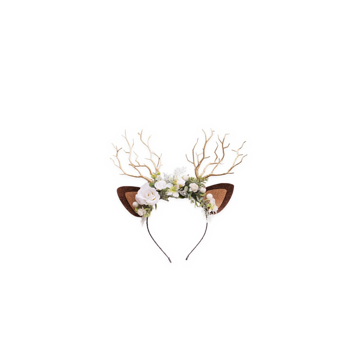 Snow Rose Christmas Reindeer Headband