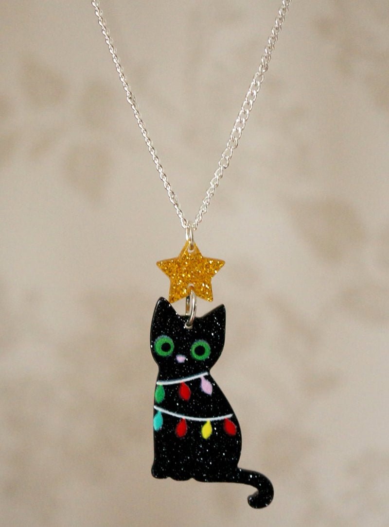 Starry Christmas Cat Necklace