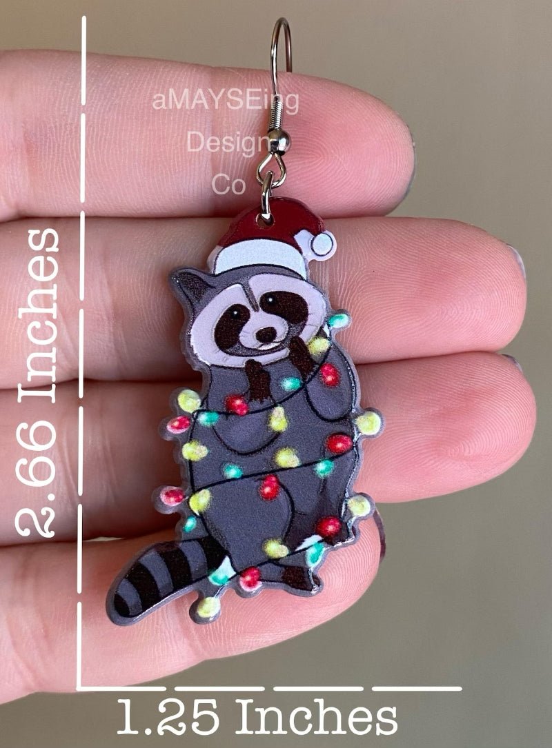 Christmas Raccoon Earrings