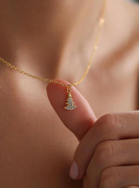 Golden Christmas Tree Necklace