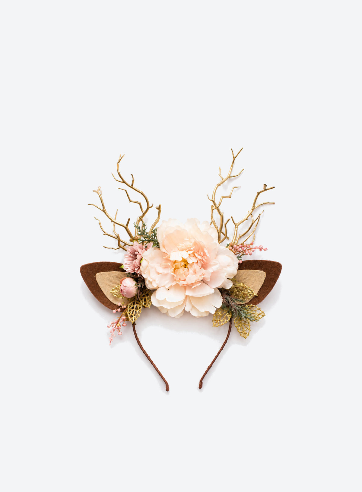 Ivory Peony Reindeer Headband 4 (Ivory Peony)