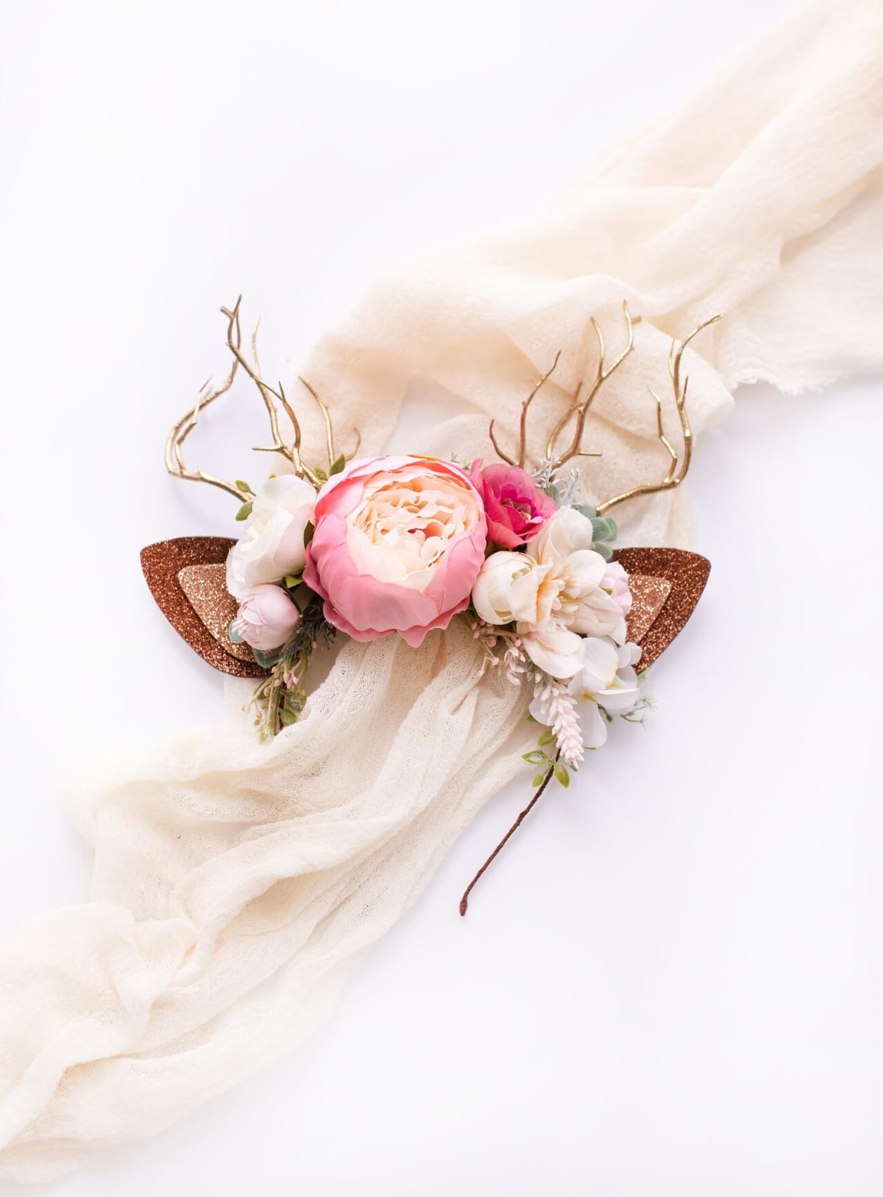 Blush Peony Reindeer Headband 4 (Blush Peony)