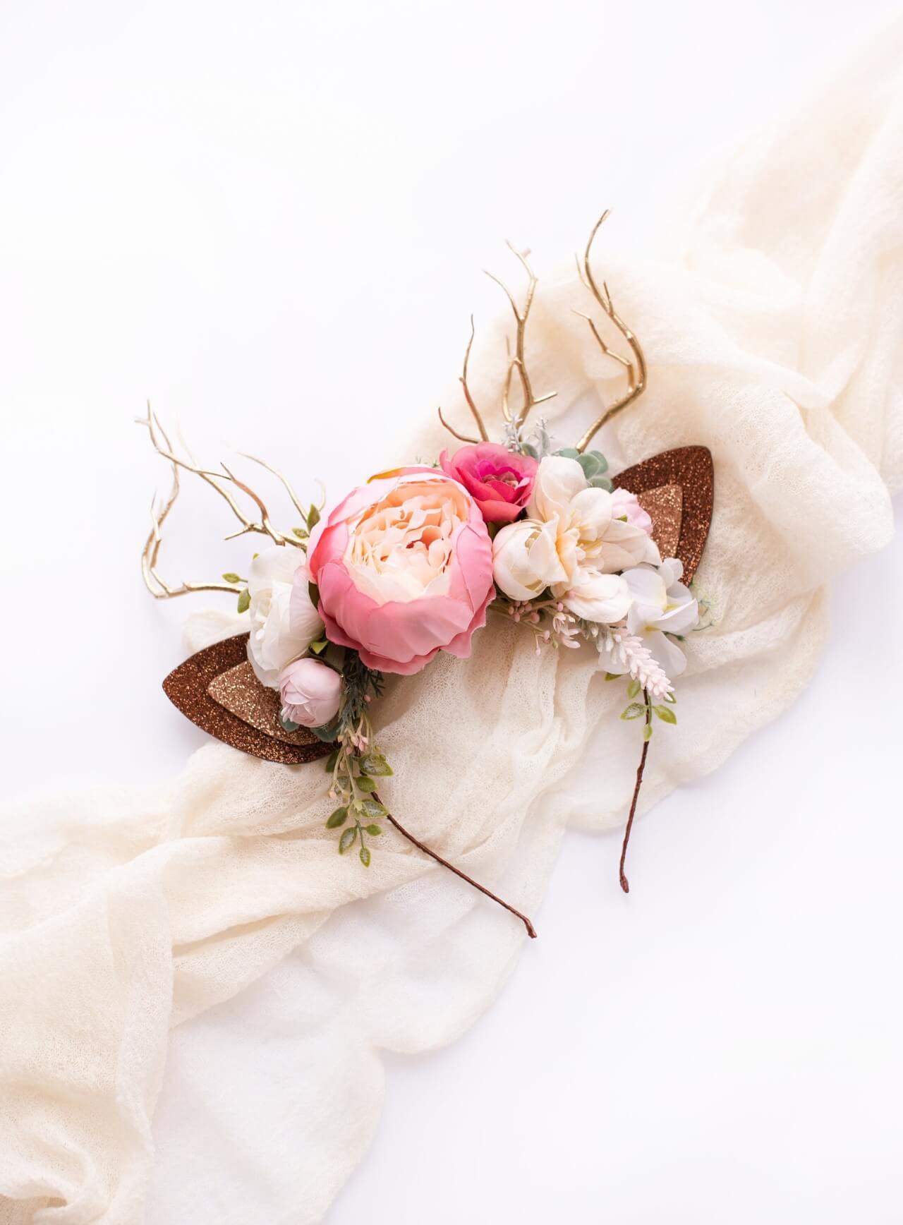 Blush Peony Reindeer Headband 3 (Blush Peony)