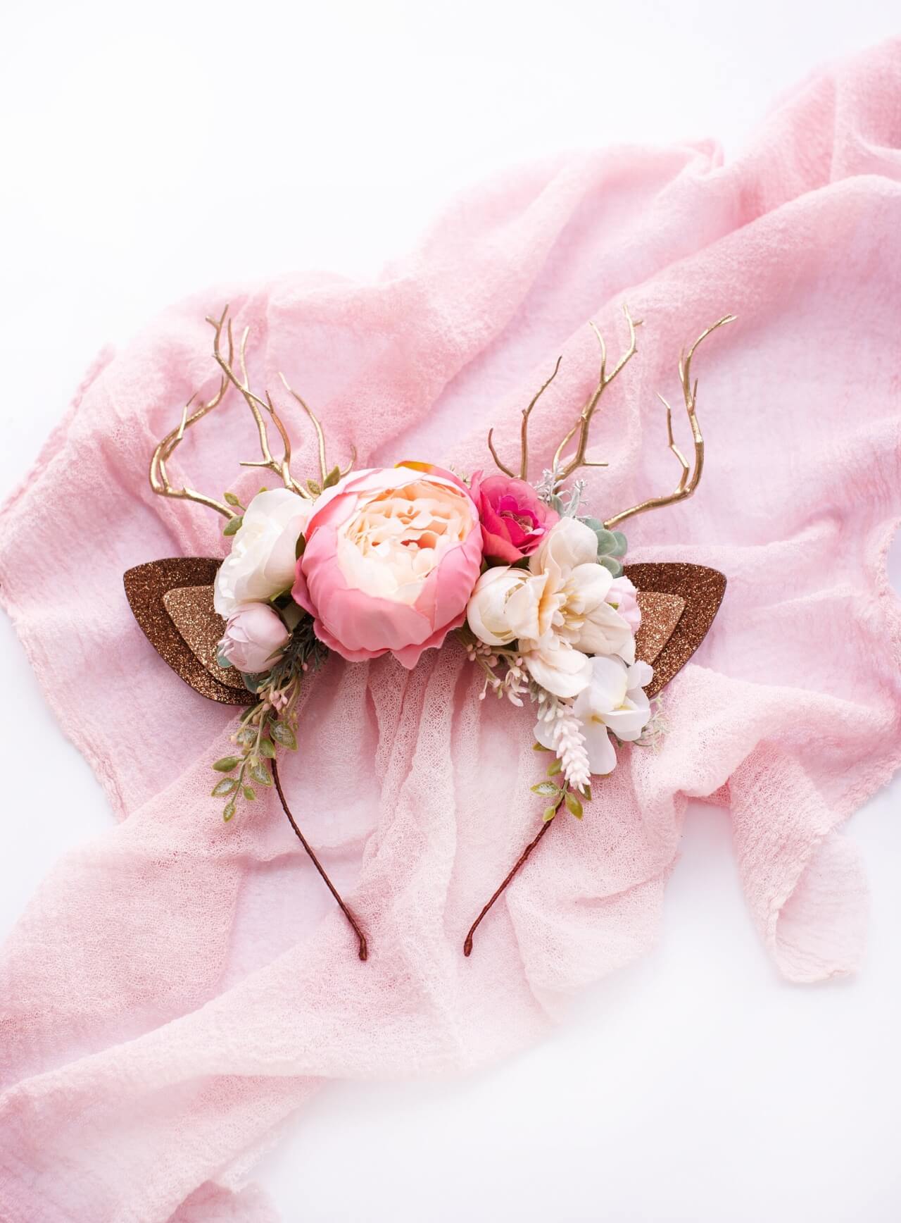 Blush Peony Reindeer Headband 2 (Blush Peony)