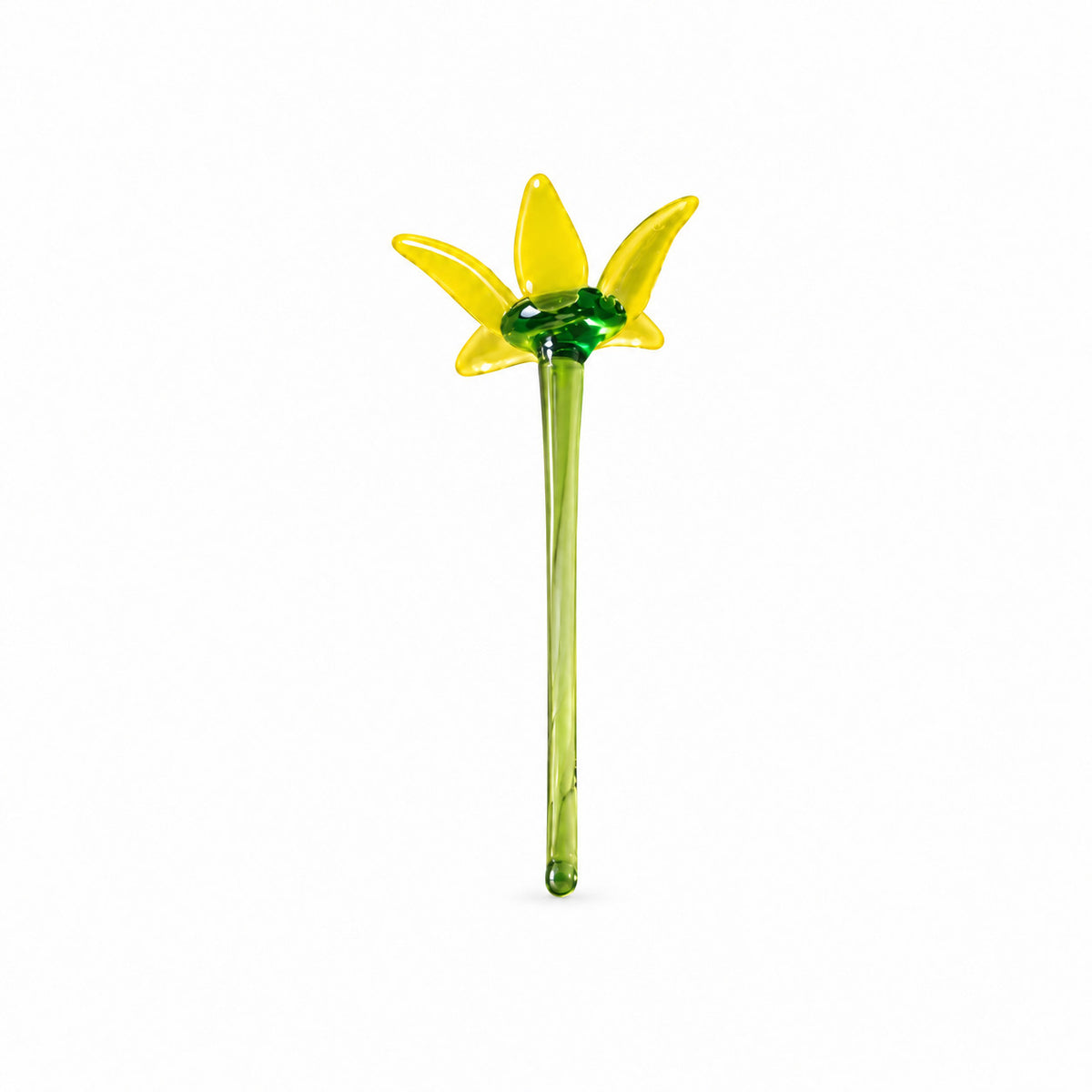 Yellow glass birth month flower with a green stem