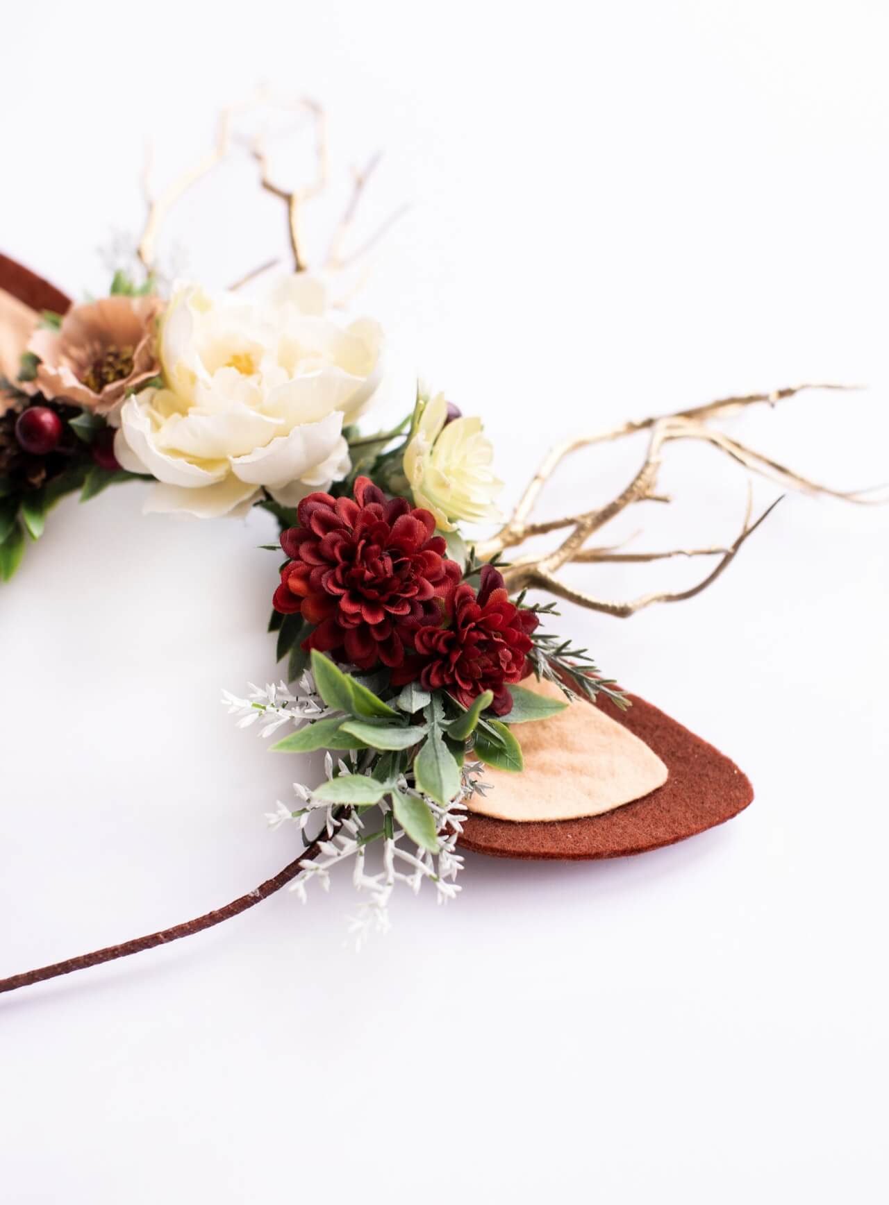 Cream Peony Reindeer Headband 5 (Cream Peony)