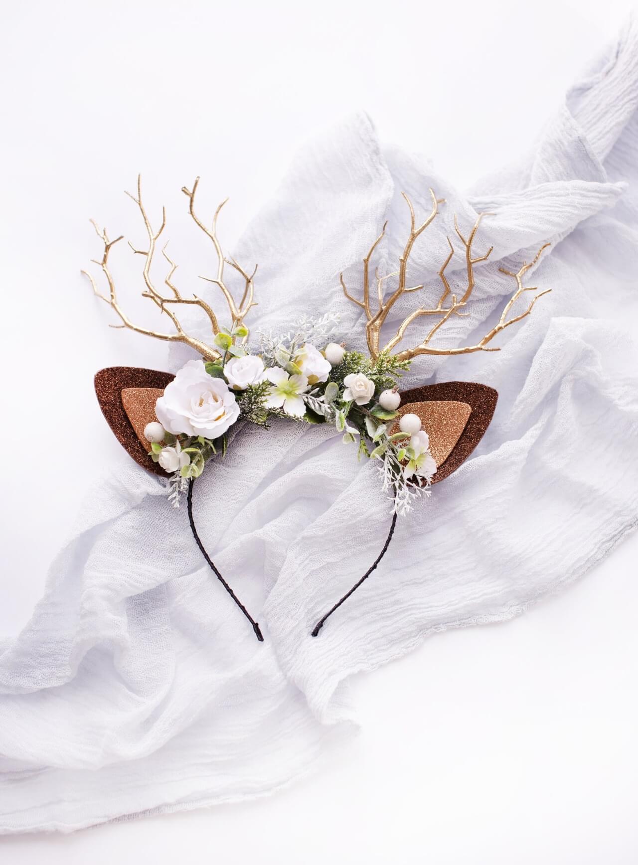 Snow Rose Reindeer Headband 1 (Snow Rose)