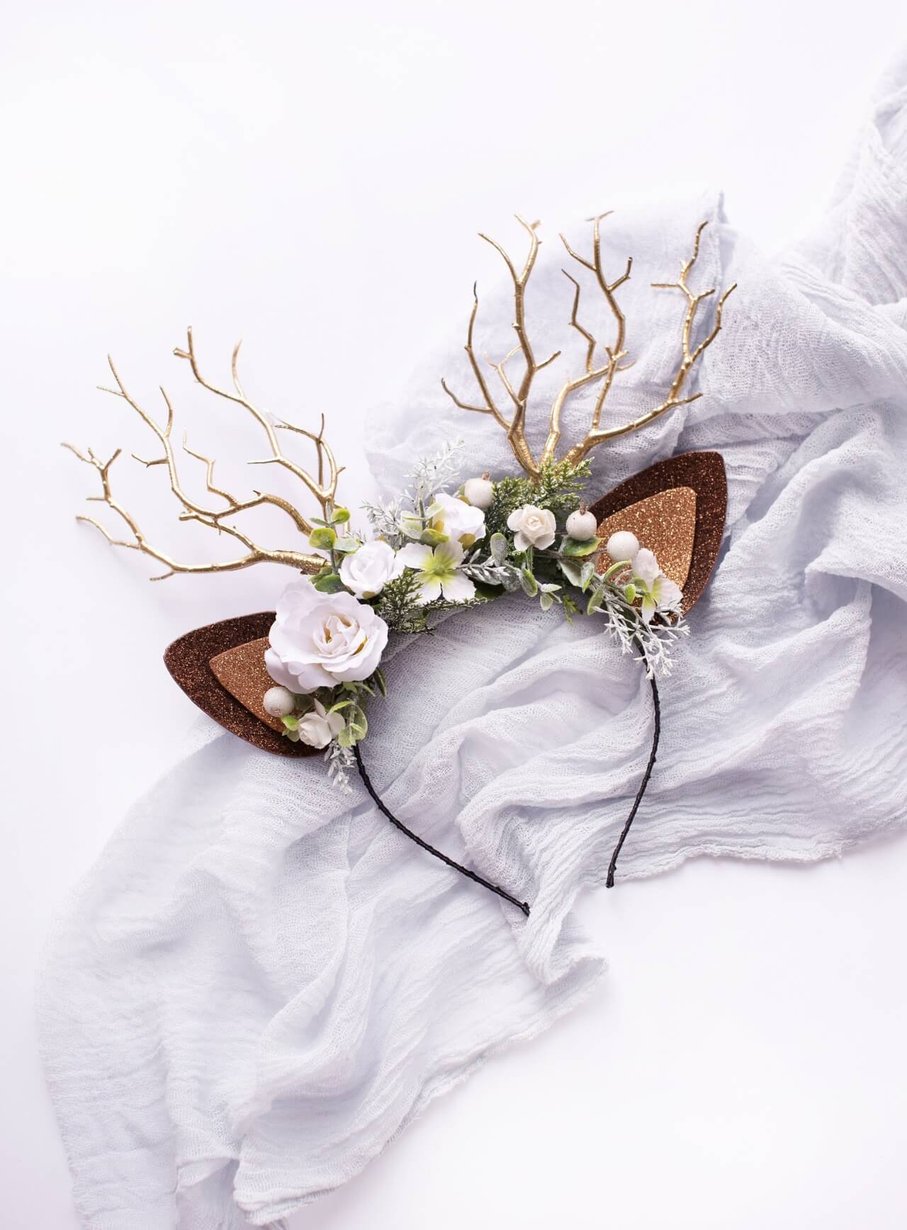Snow Rose Reindeer Headband 4 (Snow Rose)