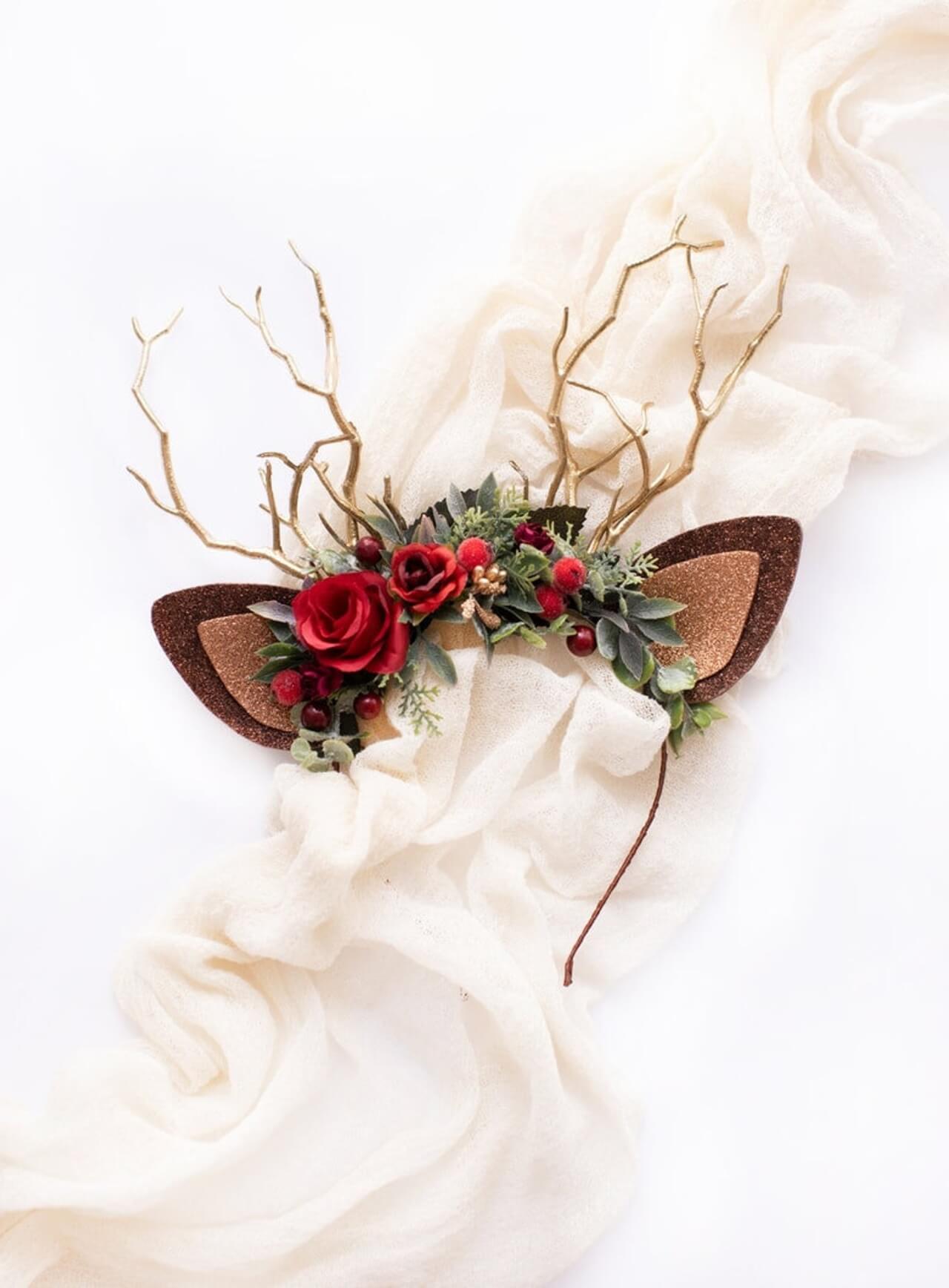 Rose Berry Reindeer Headband 4 (Rose Berry)