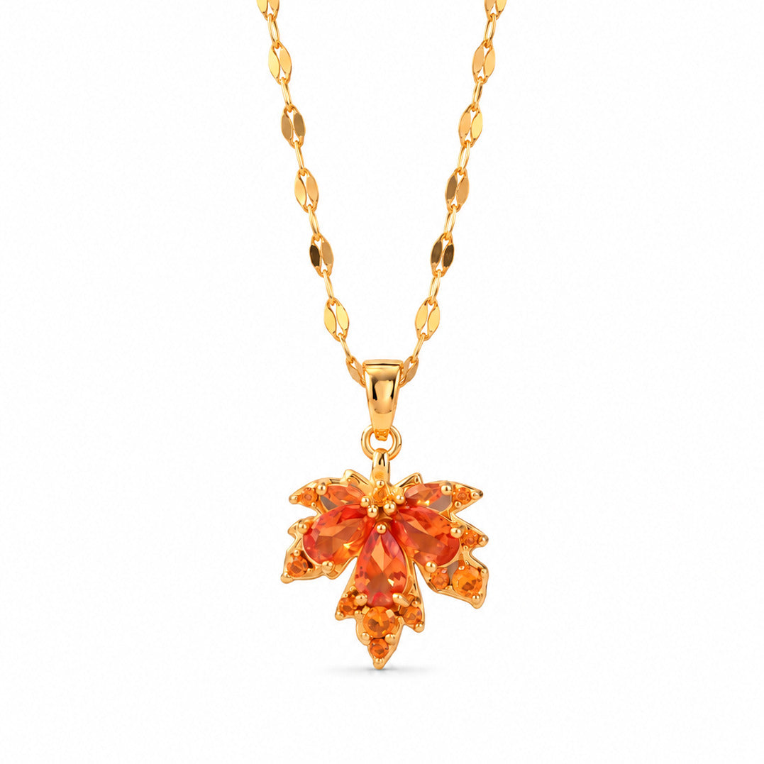 Orange Maple Leaf Necklace