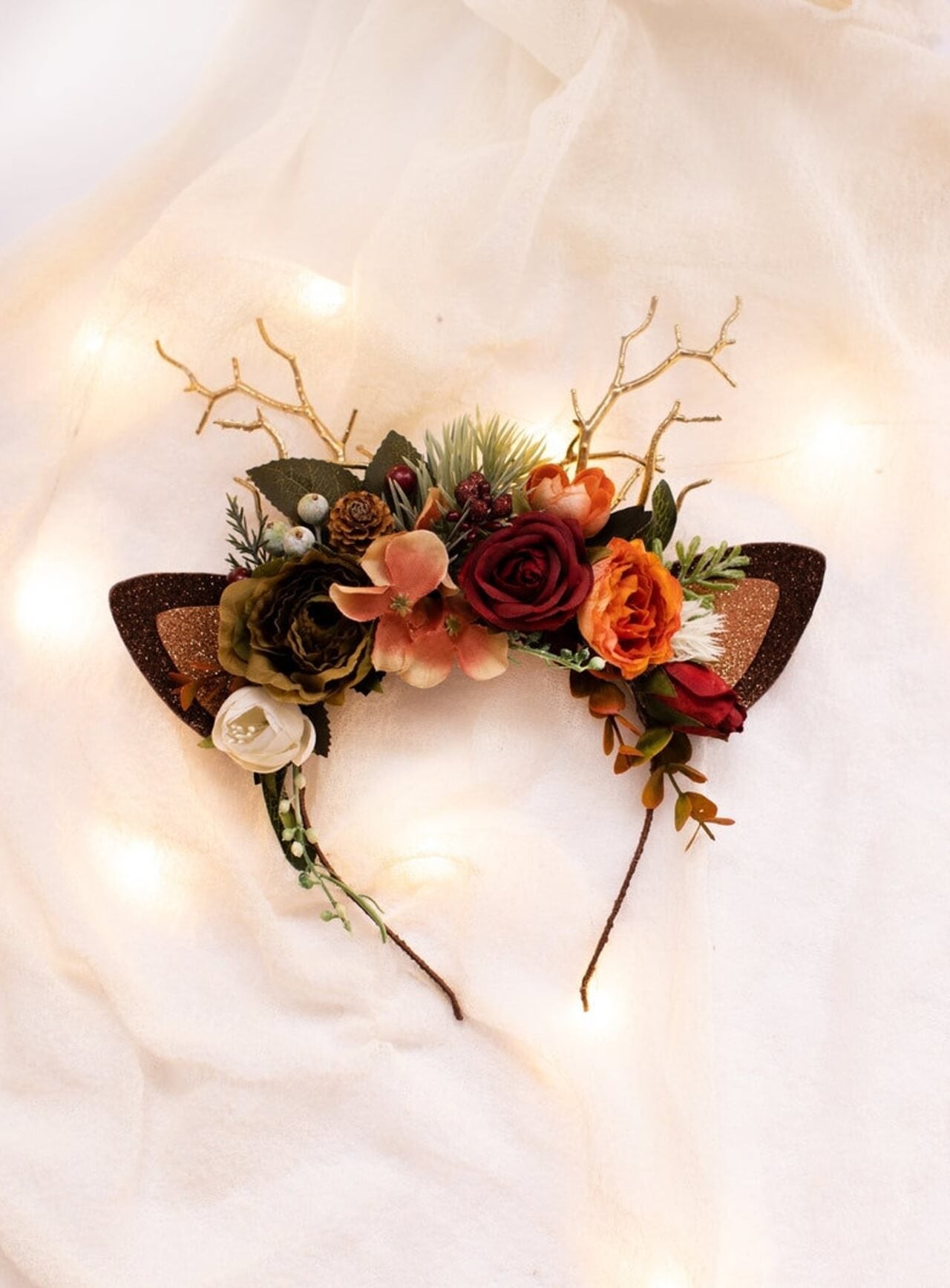 Winter Rose Reindeer Headband 3 (Winter Rose)