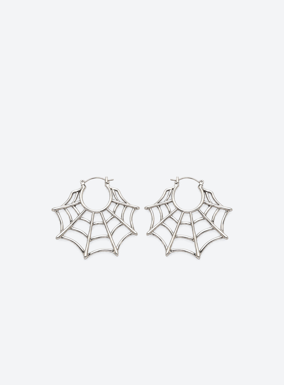 Silver Spider Web Hoop Earrings