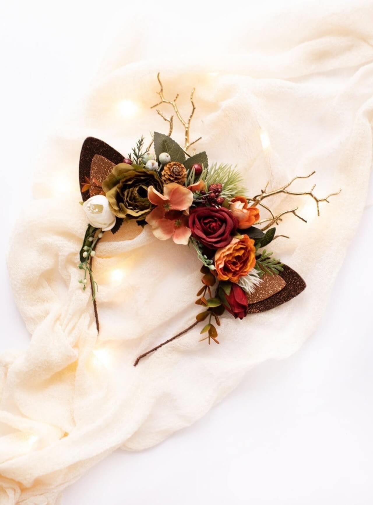 Winter Rose Reindeer Headband 4 (Winter Rose)