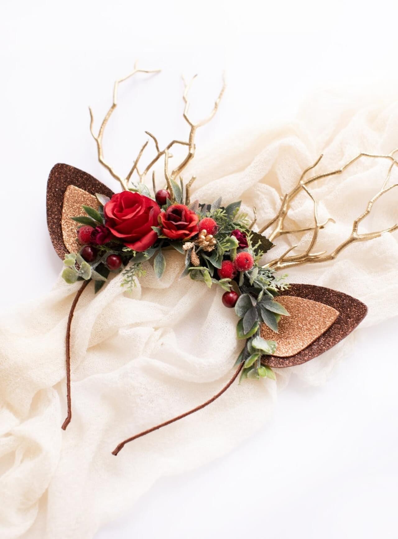 Rose Berry Reindeer Headband 3 (Rose Berry)