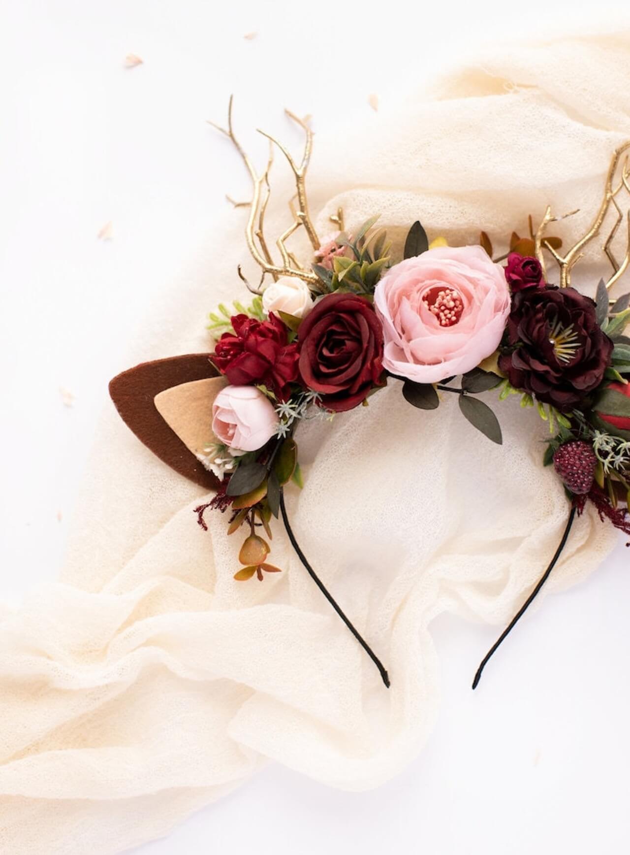 Boho Rose Reindeer Headband 4 (Boho Rose)