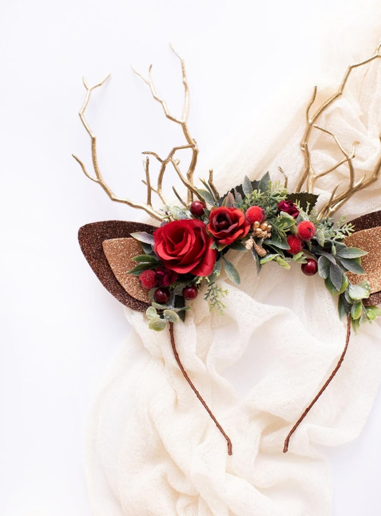 Rose Berry Reindeer Headband 2 (Rose Berry)