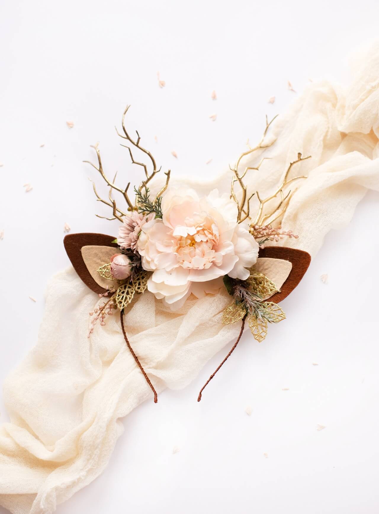 Ivory Peony Reindeer Headband 1 (Ivory Peony)
