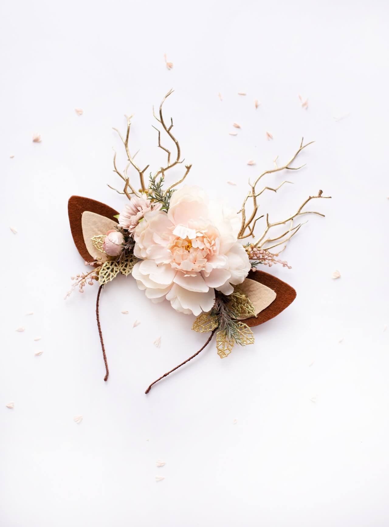 Ivory Peony Reindeer Headband 2 (Ivory Peony)