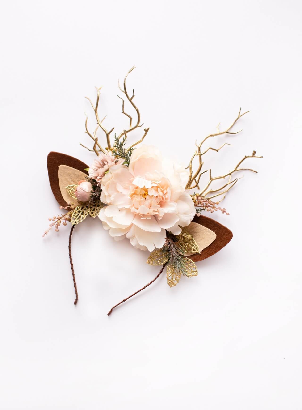 Ivory Peony Reindeer Headband 5 (Ivory Peony)