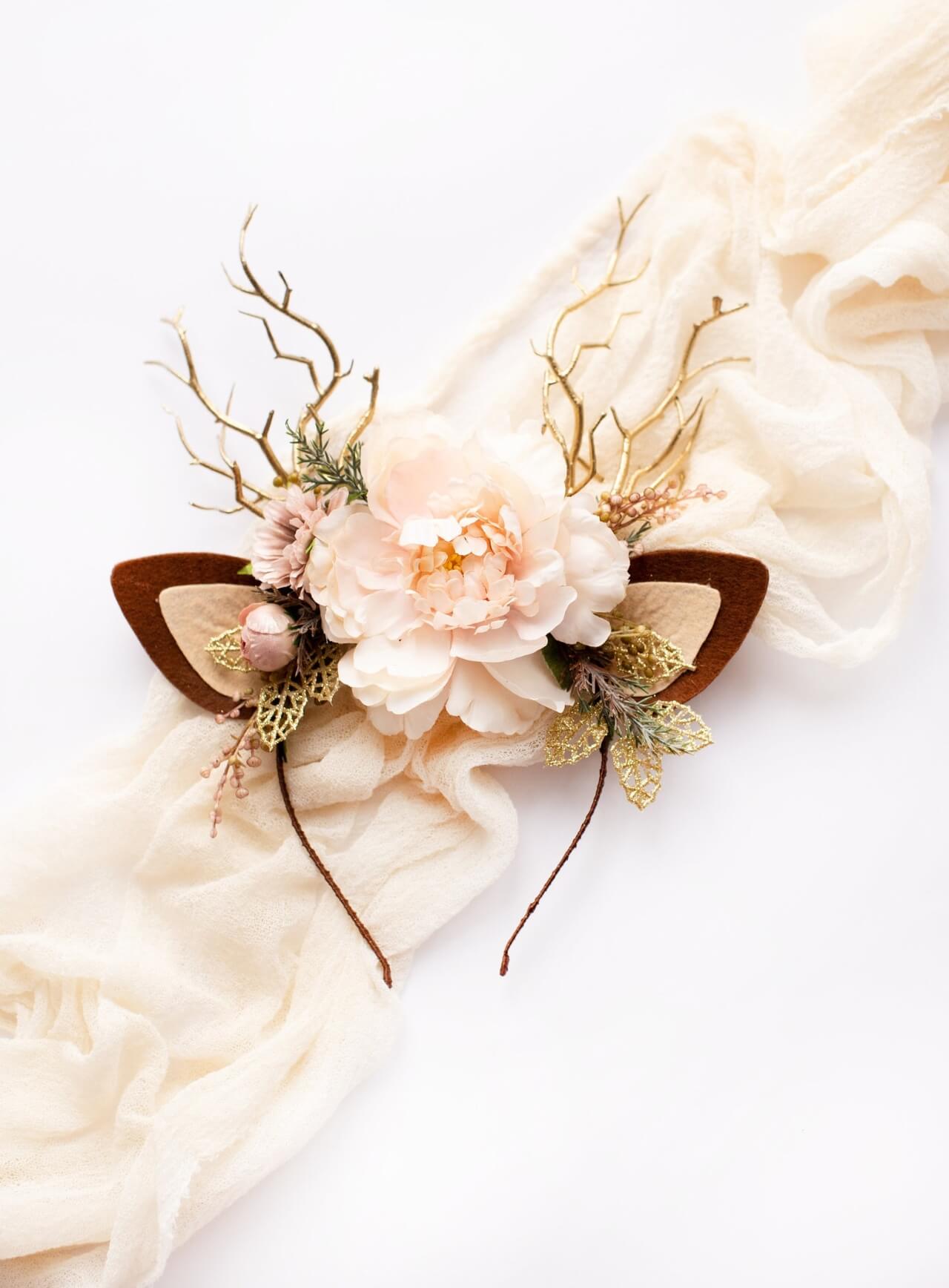 Ivory Peony Reindeer Headband 6 (Ivory Peony)