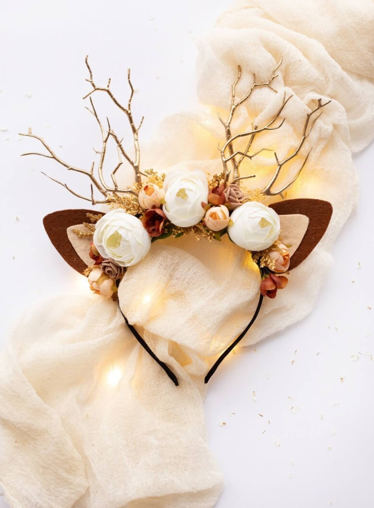 Lunar Ranunculus Reindeer Headband 1 (Lunar Ranunculus)