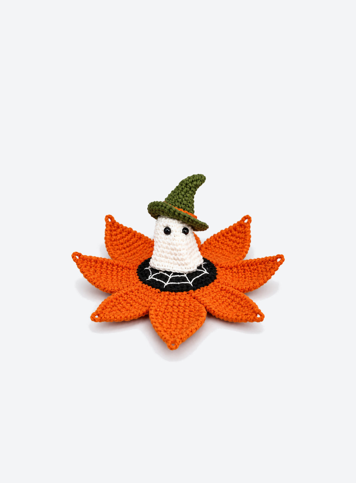 Crochet transforming pumpkin drawstring gift bag with character