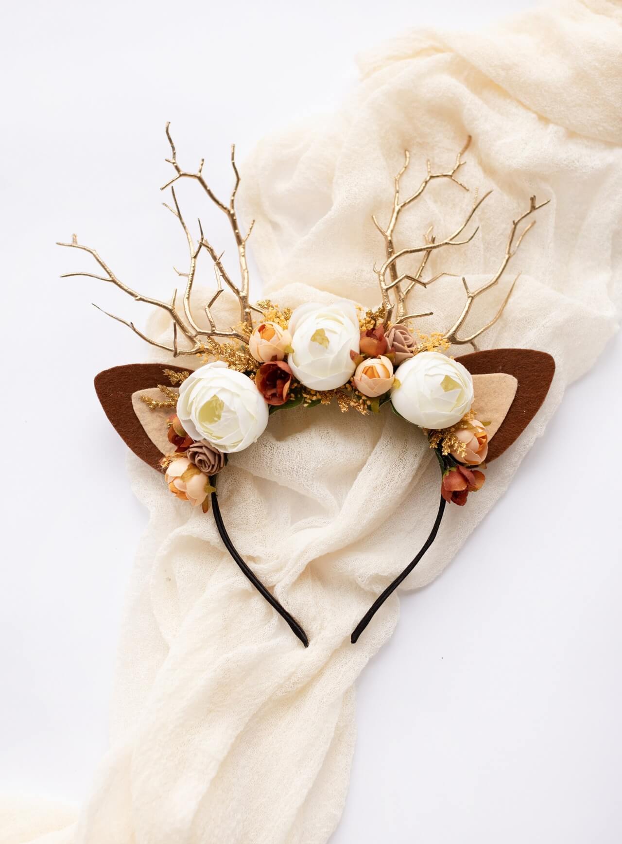 Lunar Ranunculus Reindeer Headband 3 (Lunar Ranunculus)