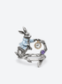 White gold plated copper Alice in Wonderland rabbit adjustable open ring