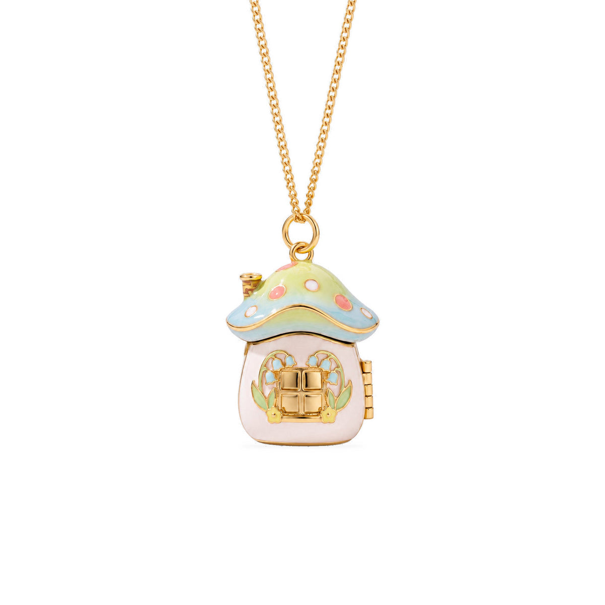 Mushroom House Fairy Locket Necklace