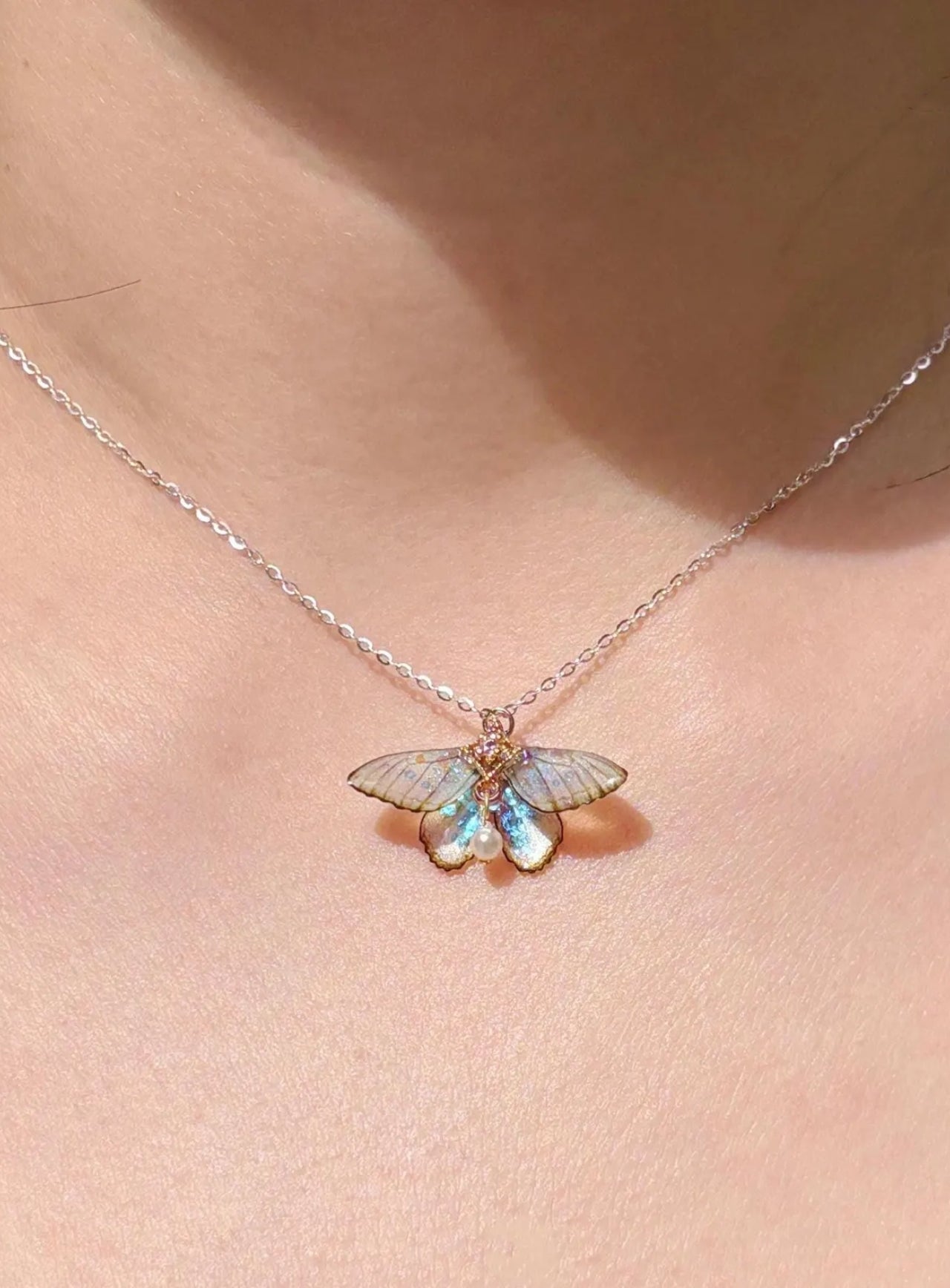 Iridescent Butterfly Necklace