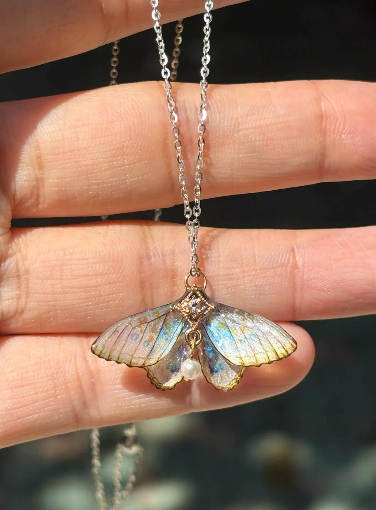 Iridescent Butterfly Necklace