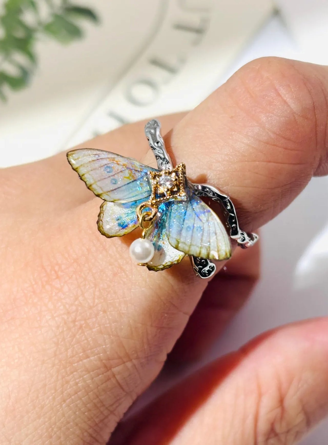 Iridescent Butterfly Ring