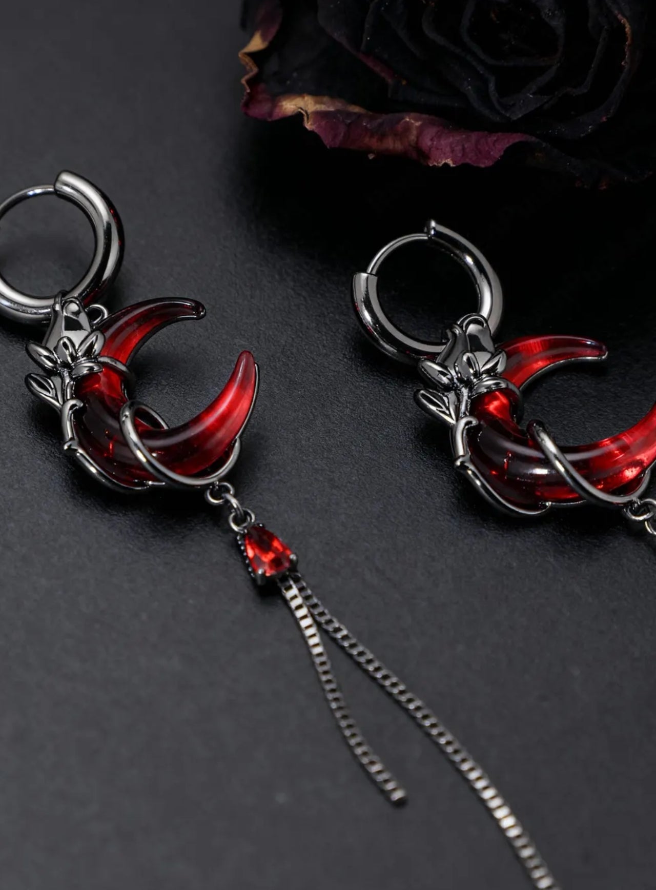 Crescent Moon Dangle Earrings