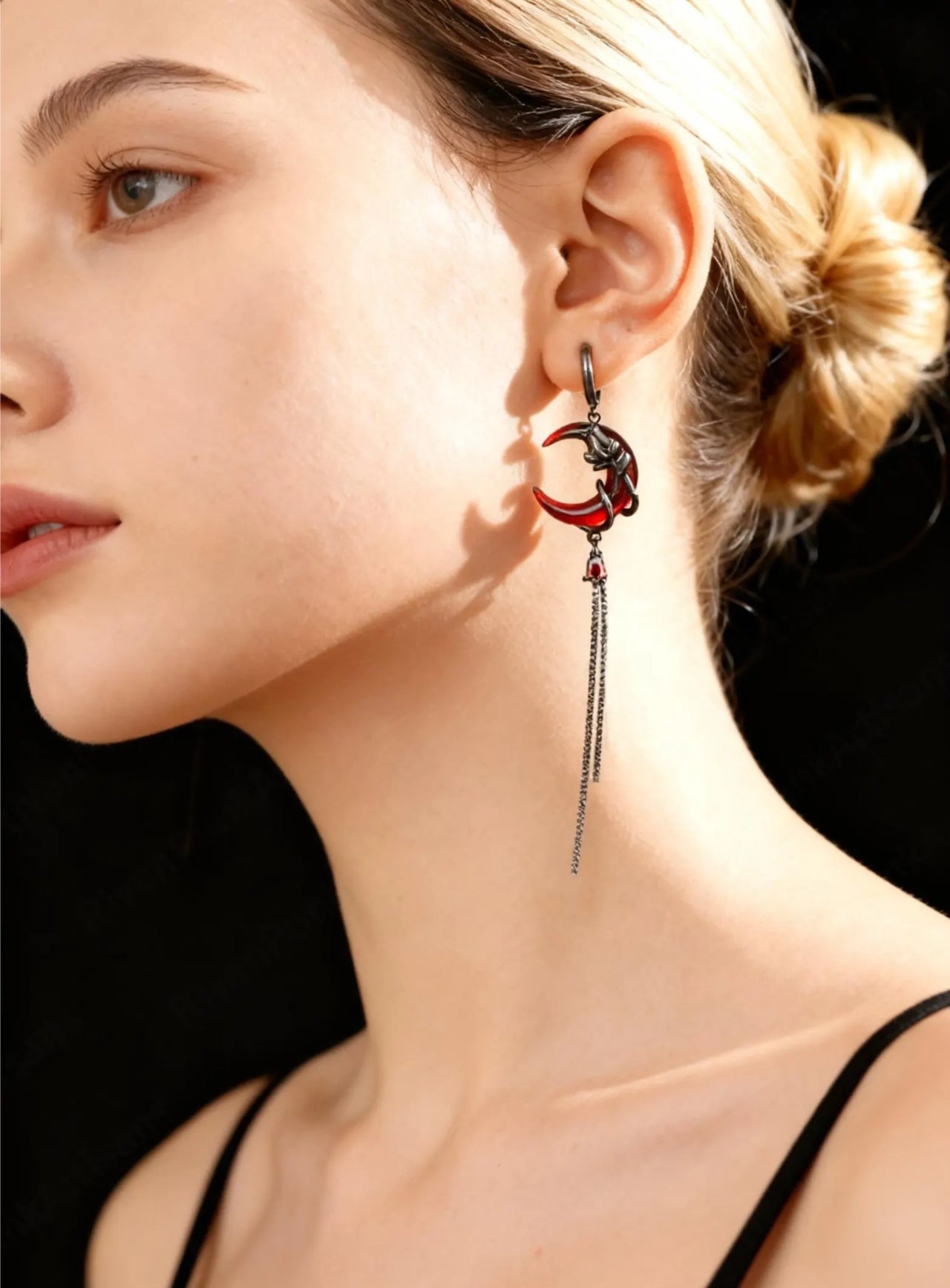 Crescent Moon Dangle Earrings
