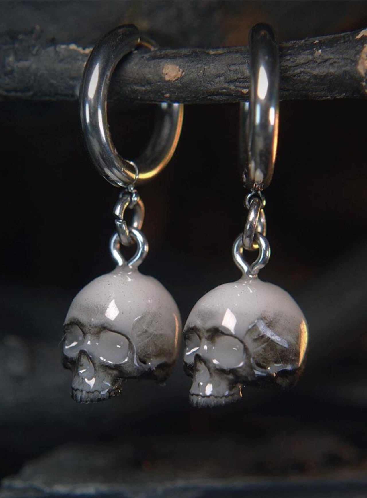 Midnight Skull Hoop Earrings