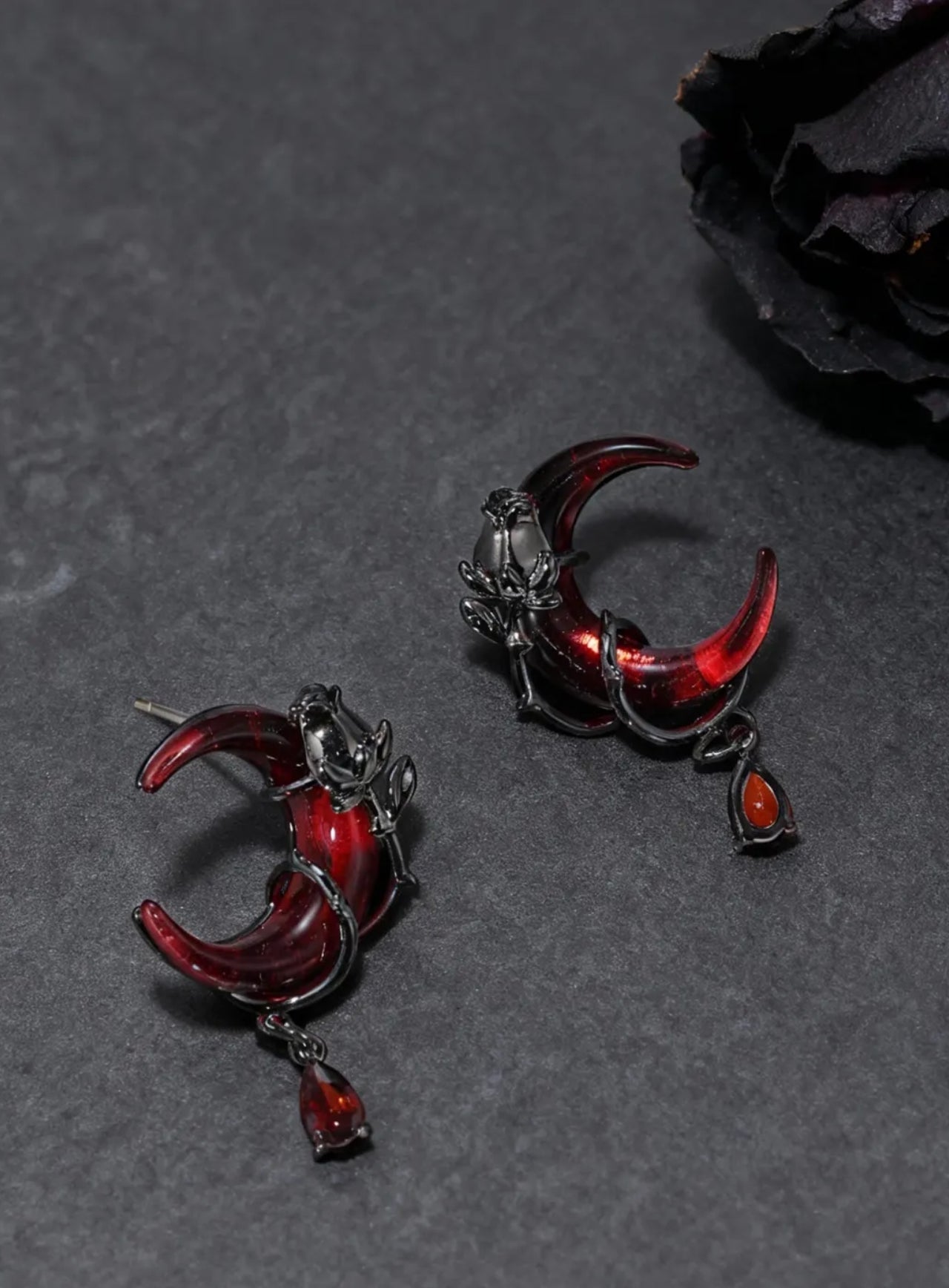 Crescent Moon Dangle Earrings