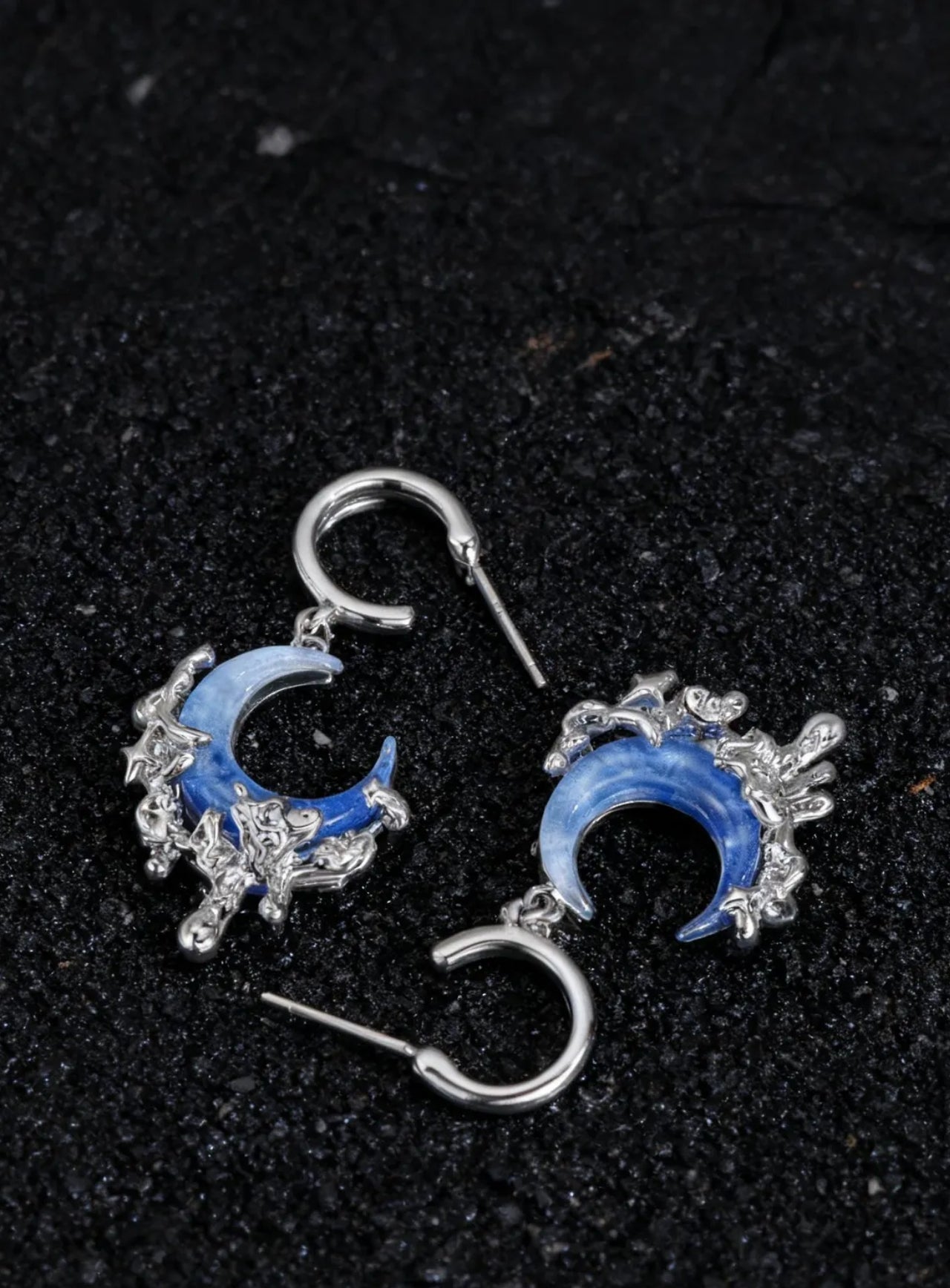 Crescent Moon Teardrop Dangle Earrings