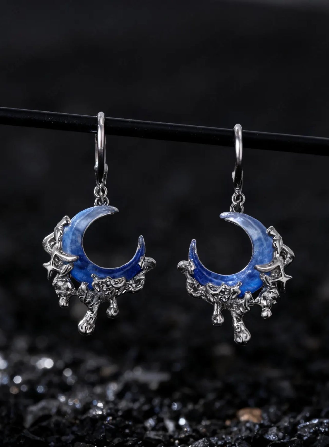 Crescent Moon Teardrop Dangle Earrings