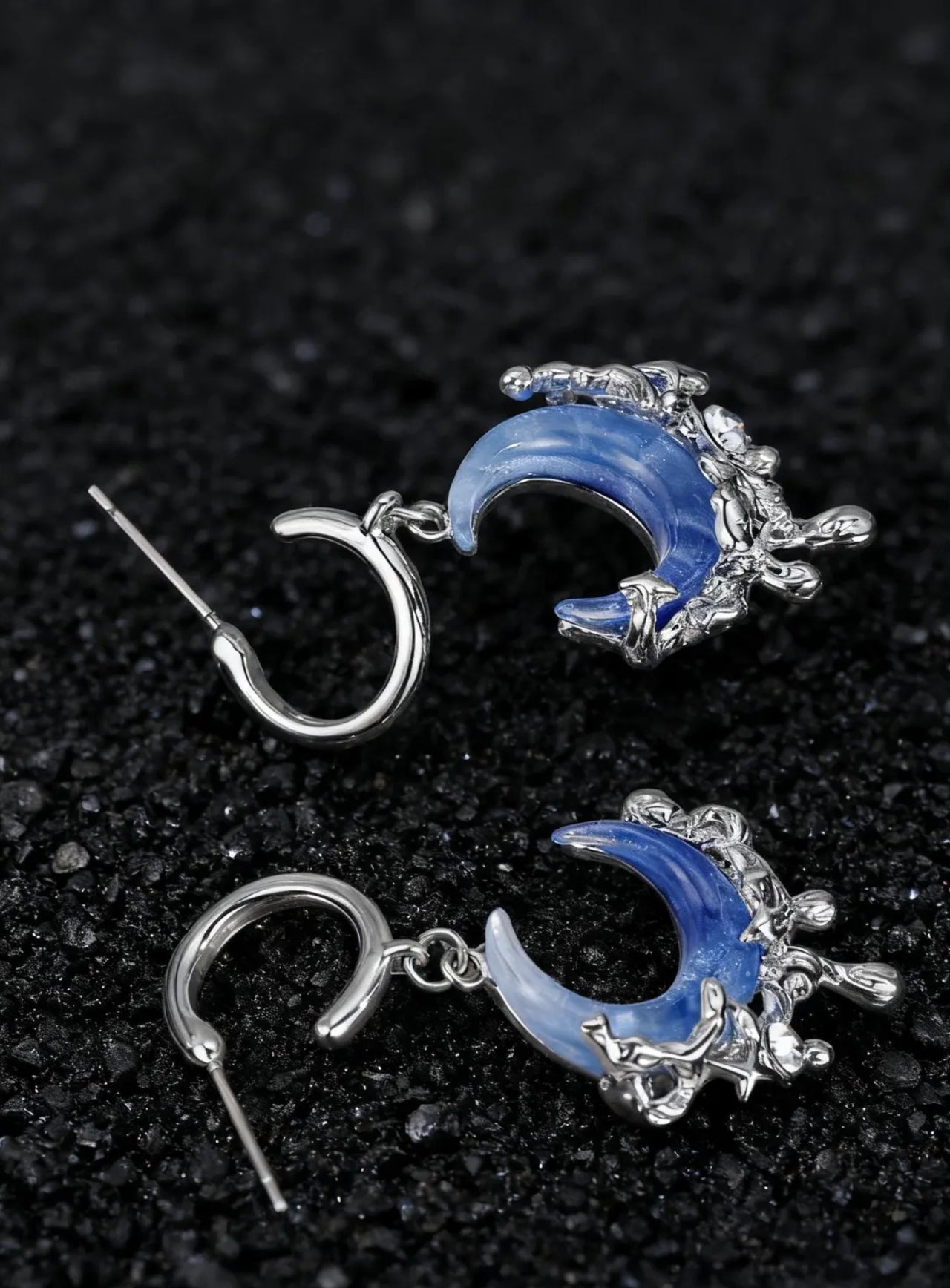 Crescent Moon Teardrop Dangle Earrings