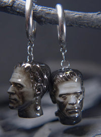 Frankenstein Head Hoop Earrings